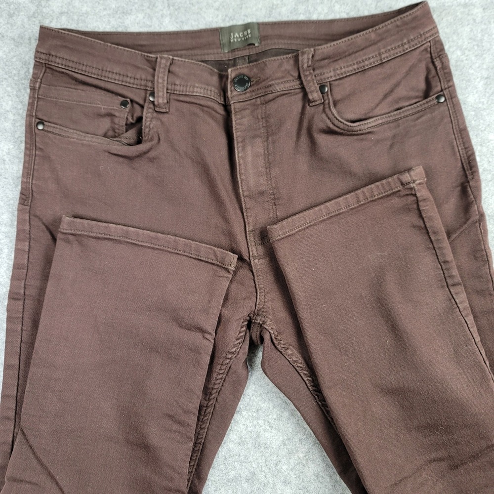 Jachs New York Mens Stretch Twill 5-Pocket Pants Brown 36x30 Straight Leg